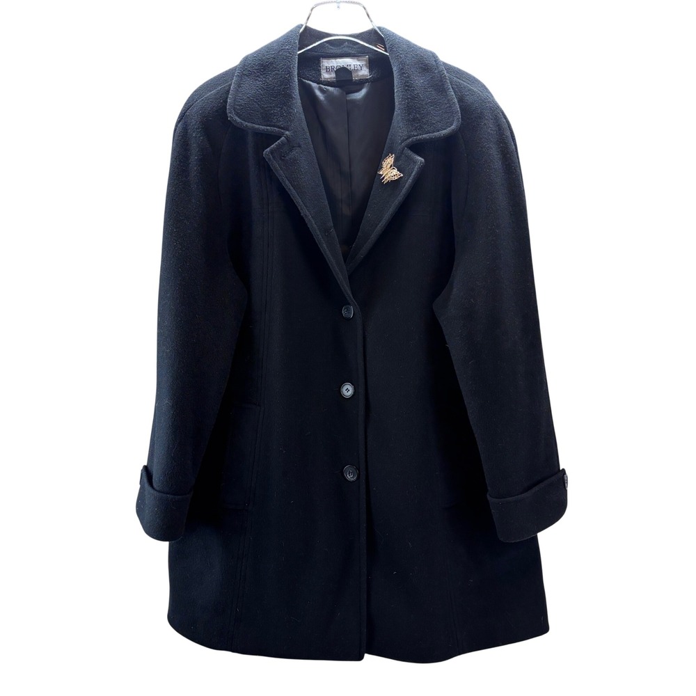 BROMLEY COLLECTION Women's Black Wool Blend Coat‎ Size 16 Button Front